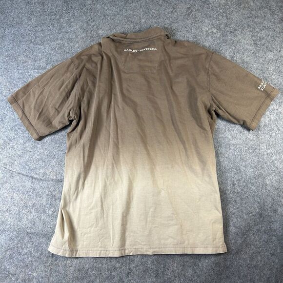 Harley Davidson Polo Shirt Large Ombré Brown Pullover Motorcycle Embroidered - Picture 12 of 12